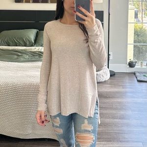 AEO Tan Cozy Tunic Shirt — lightweight sweater